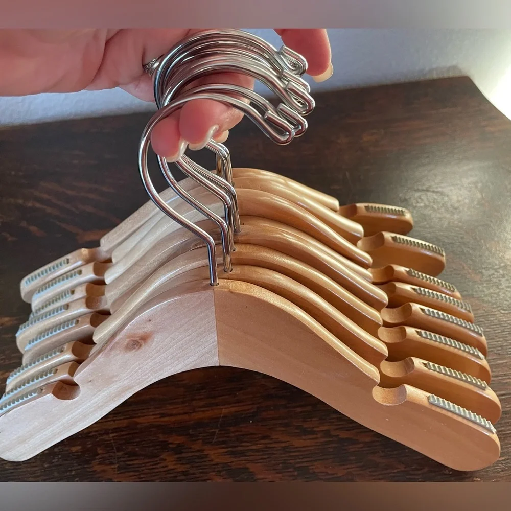 Set of 8 Natural Wood Kid’s Clothes Hangers - Cedar Tone